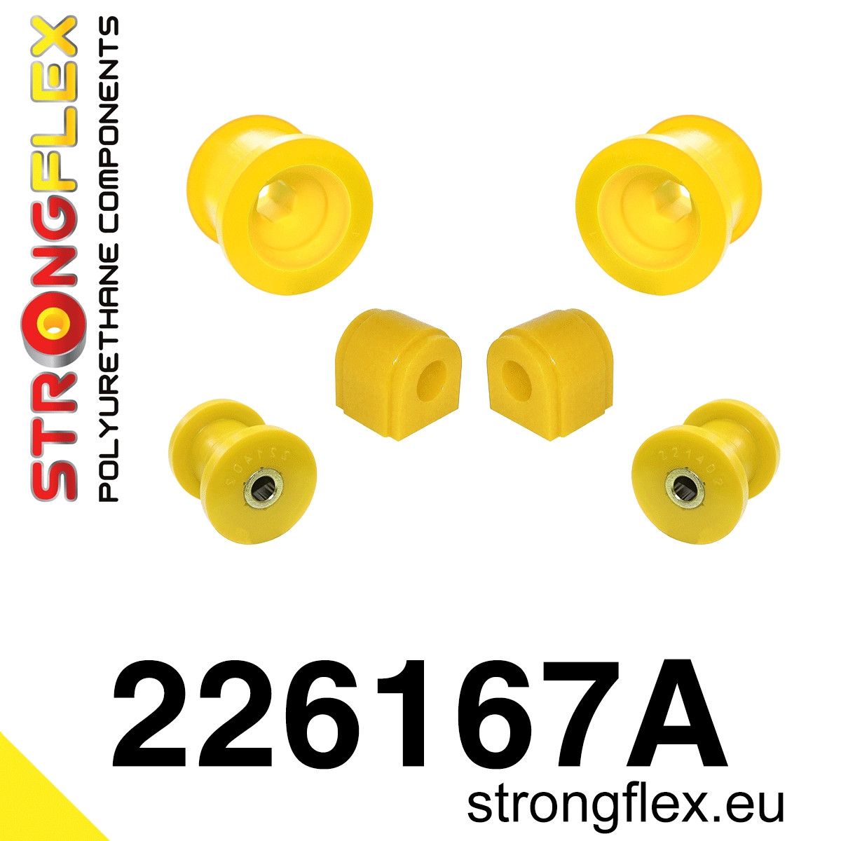 Kit bucse poliuretan Strongflex suspensie fata SPORT - Audi A3 / S3 / RS3, TT / TTS / TTRS / Seat Leon - 226167A