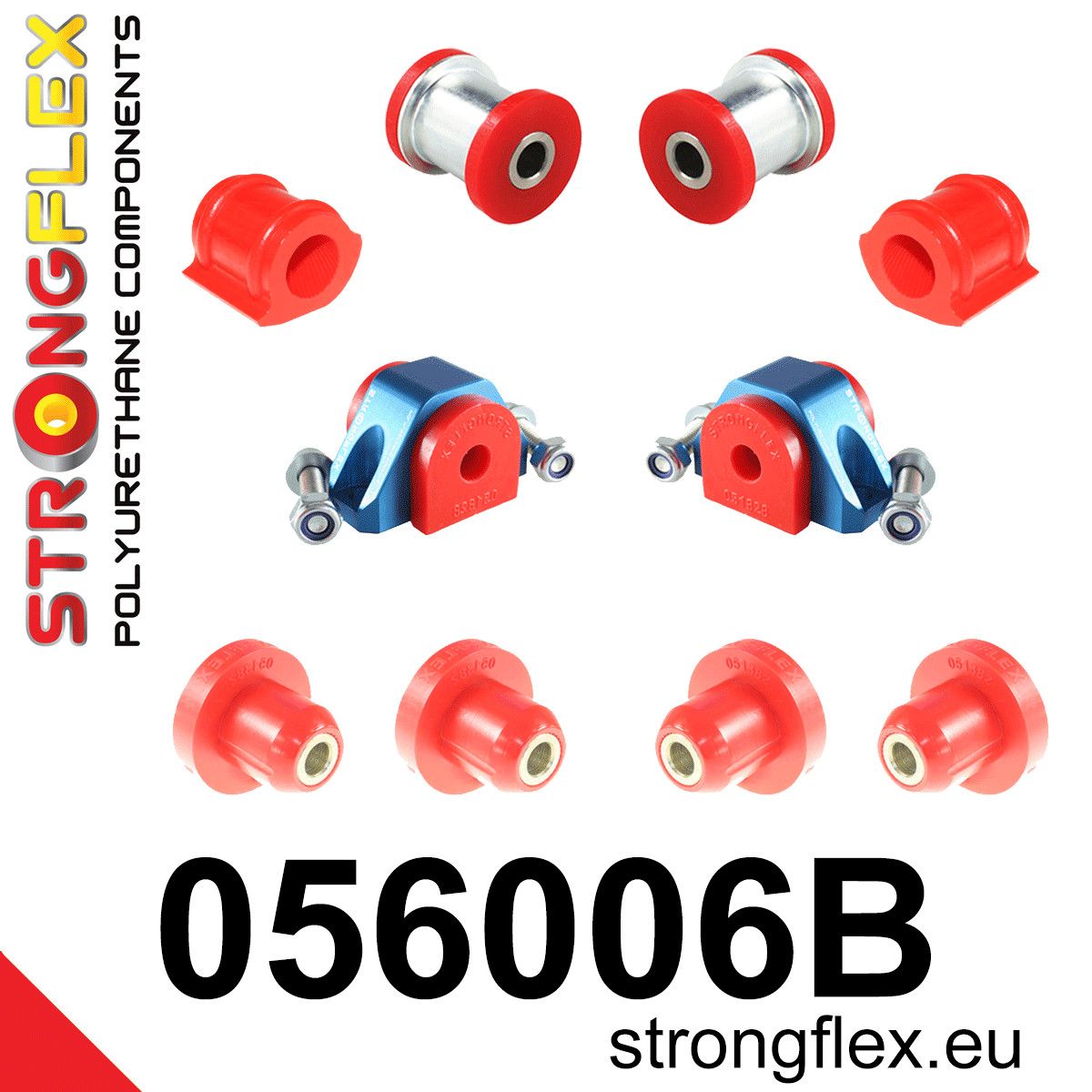 Kit bucse poliuretan Strongflex suspensie fata si punte spate - Peugeot 106 - 056006B