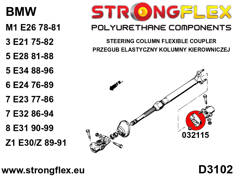 Piesa poliuretan Strongflex - Cuplaj elastic coloana directie SPORT - BMW M1 Coupe E26, Seria 3, Seria 5, Seria 6, Z1 - 032115A