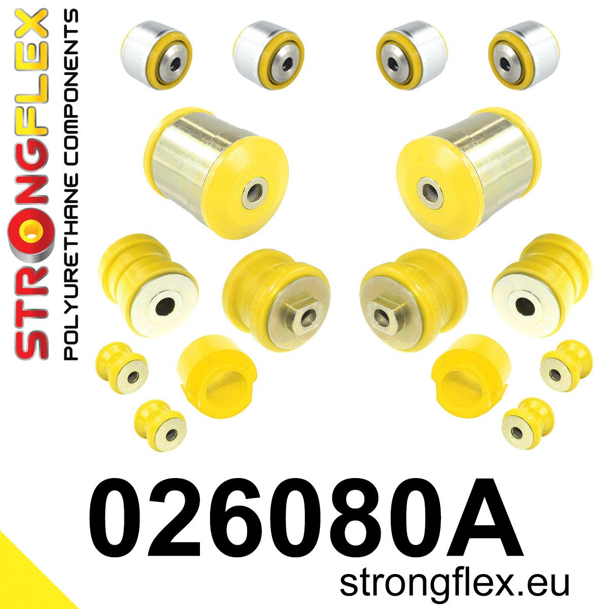 Kit bucse poliuretan Strongflex suspensie fata SPORT - Audi A4 / S4 / RS4 / Volkswagen Passat - 026080A