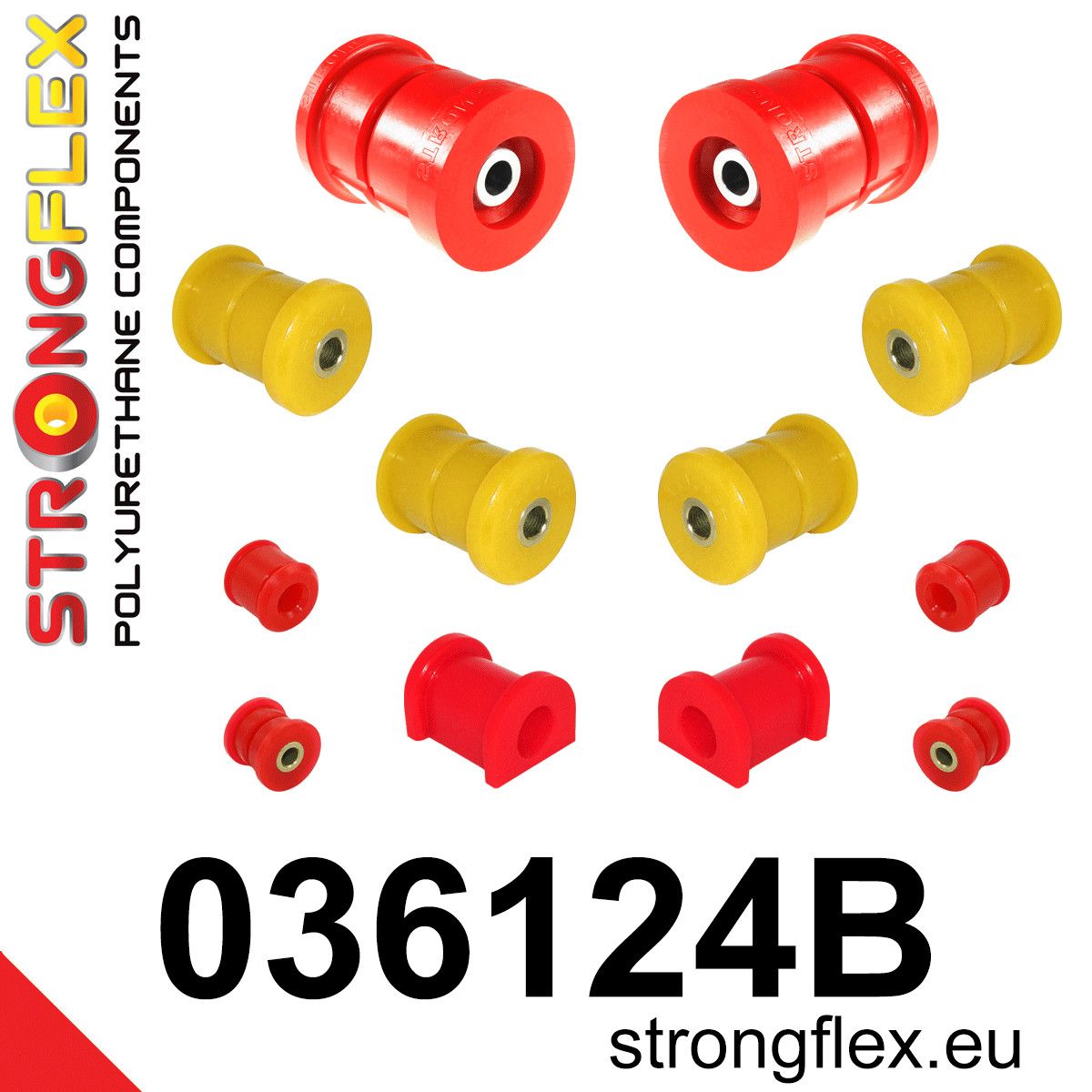 Kit bucse poliuretan Strongflex suspensie spate - BMW Seria 5, Seria 6 - 036124B