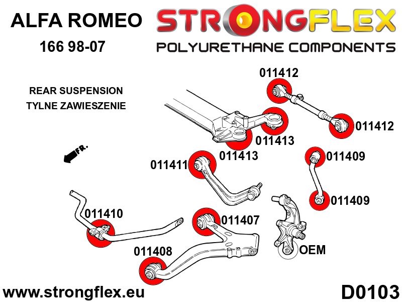 Piesa poliuretan Strongflex - posterioara wishbone frontala Bucsa - Alfa Romeo 166 - 011408B