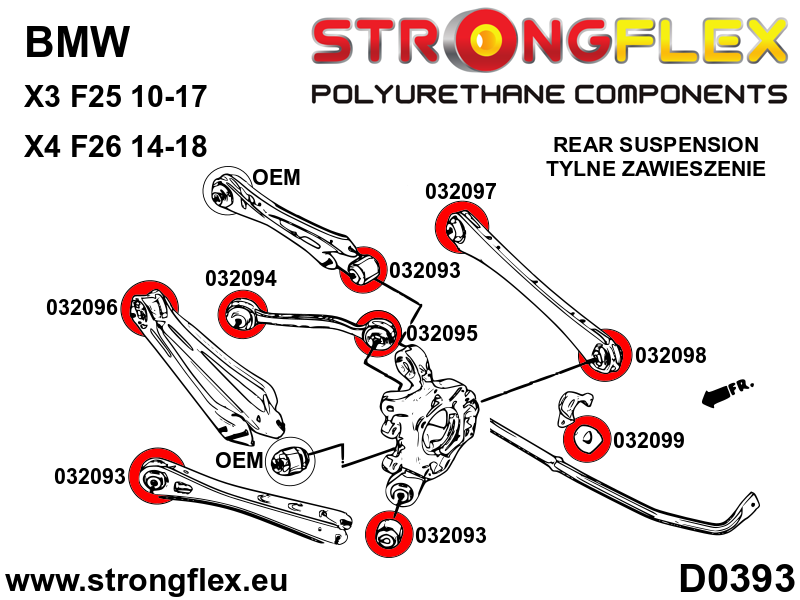 Bucsa poliuretan Strongflex bara stabilizatoare spate - BMW Seria 5, Seria 6 - 032099B