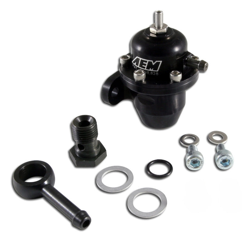 Regulator Presiune Benzina Reglabil AEM cu retur la 90 grade - Honda D15B, D16A, B17A, B18A, H22A, H23A