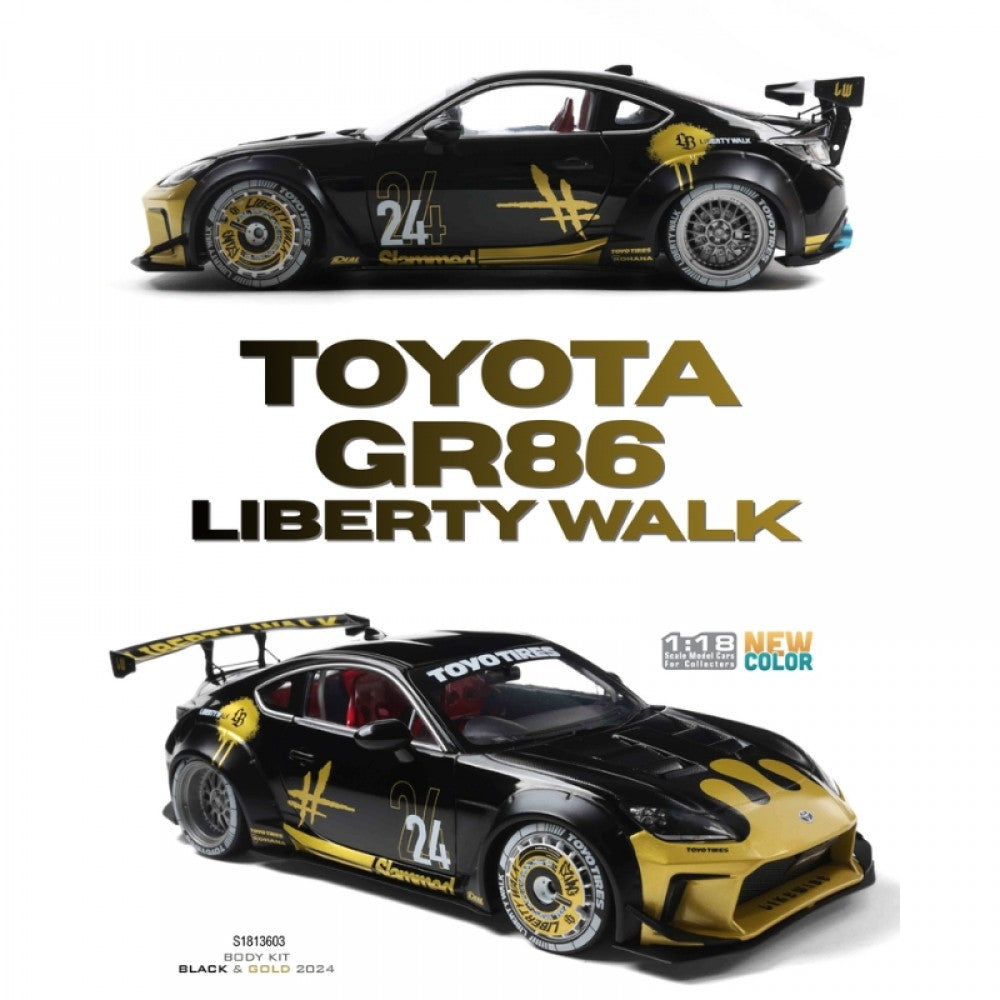 Macheta Toyota GR86 Liberty Walk Black-Gold 2024 scara 1:18 Solido