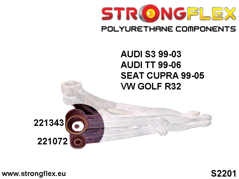 Schema montaj - Kit bucse poliuretan Strongflex suspensie fata SPORT - Audi A3 / S3 / RS3, TT / TTS / TTRS / Seat Leon / Volkswagen Golf - 226086A