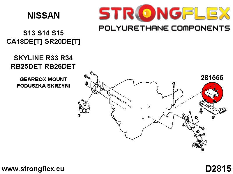 Schema montaj - Tampon poliuretan Strongflex cutie de viteze NISSAN - Nissan Silvia / 200SX, Skyline - 281555B