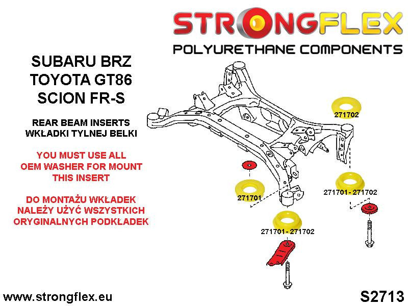 Schema montaj - Kit insertii poliuretan Strongflex jug spate SPORT - Subaru BRZ / Toyota GT86 / GR86 - 276182A