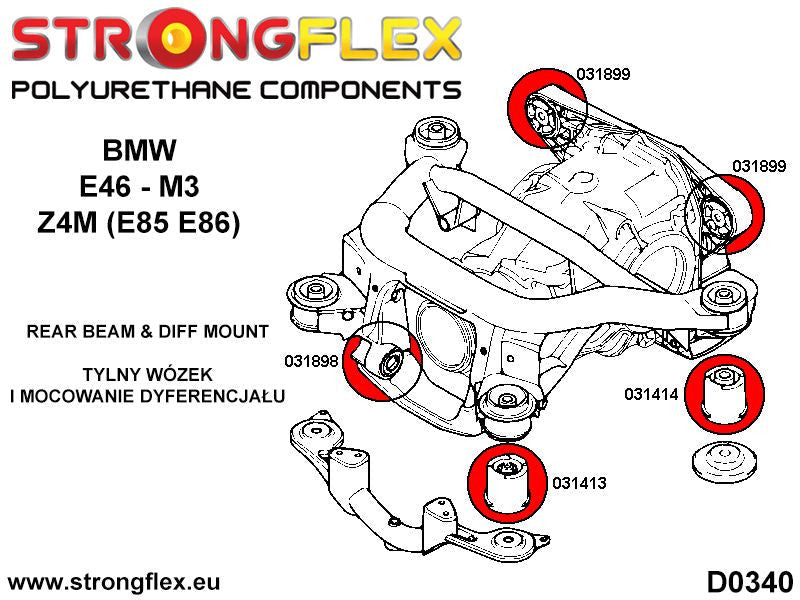 Schema montaj - Diferential spate - bucsa prindere spate M3 SPORT - poliuretan Strongflex - BMW Seria 3, Z4 - 031899A