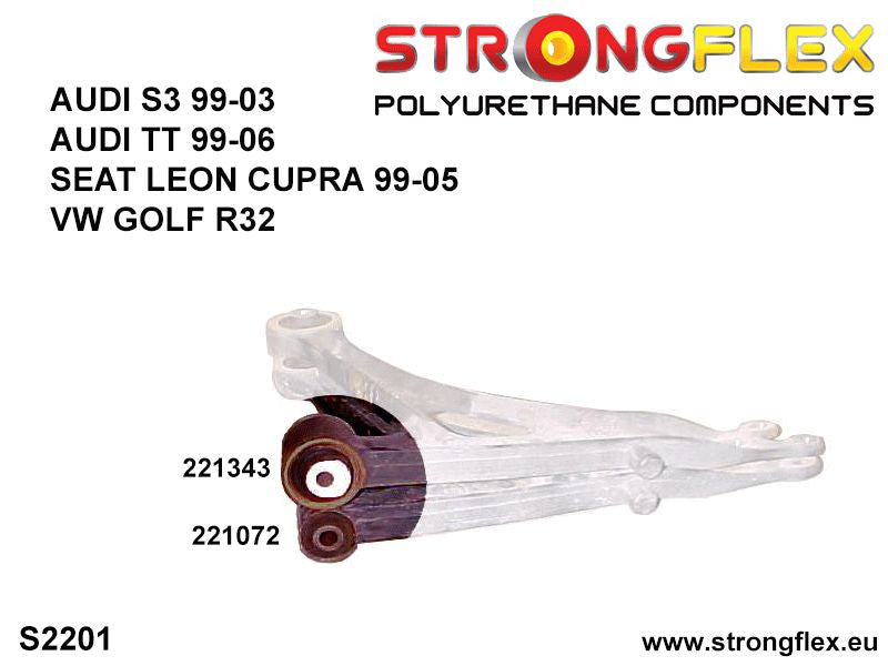 Schema montaj - Bucsa poliuretan Strongflex frontala brat suspensie fata 30mm SPORT - Audi A3 / S3 / RS3, TT / TTS / TTRS / Seat Ibiza, Leon - 221072A