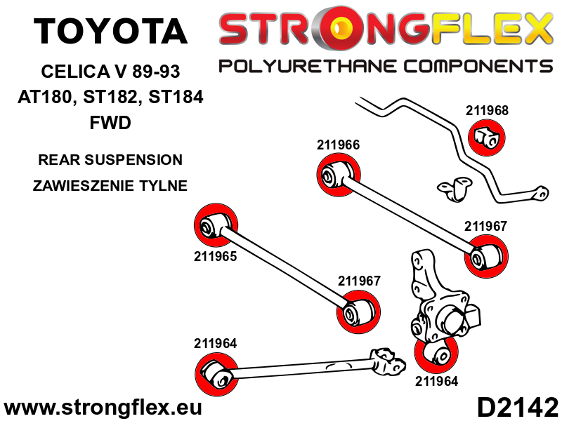 Schema montaj - Bucsa poliuretan Strongflex bara stabilizatoare spate - Toyota Celica - 211968B