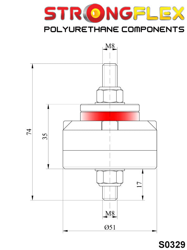 Schema montaj - Tampon poliuretan Strongflex cutie de viteze - BMW Seria 1, Seria 2, Seria 3, Seria 4, Seria 5, Seria 6, Z3, Z4 / Toyota Supra - 031929B