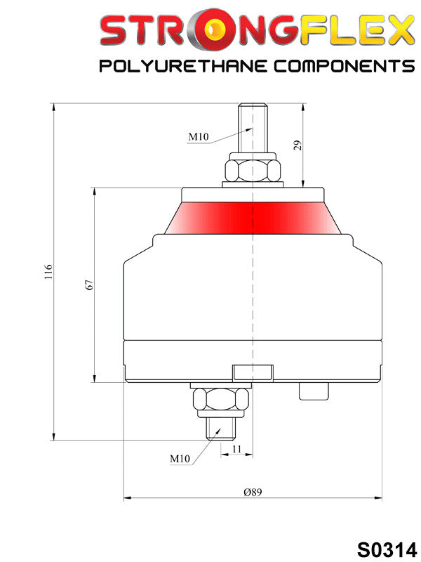 Schema montaj - Tampon poliuretan Strongflex motor BMW E36 E46 E90 Z3 Z4 M3 Z3M Z4M - BMW Seria 3, Z3, Z4 - 031762B