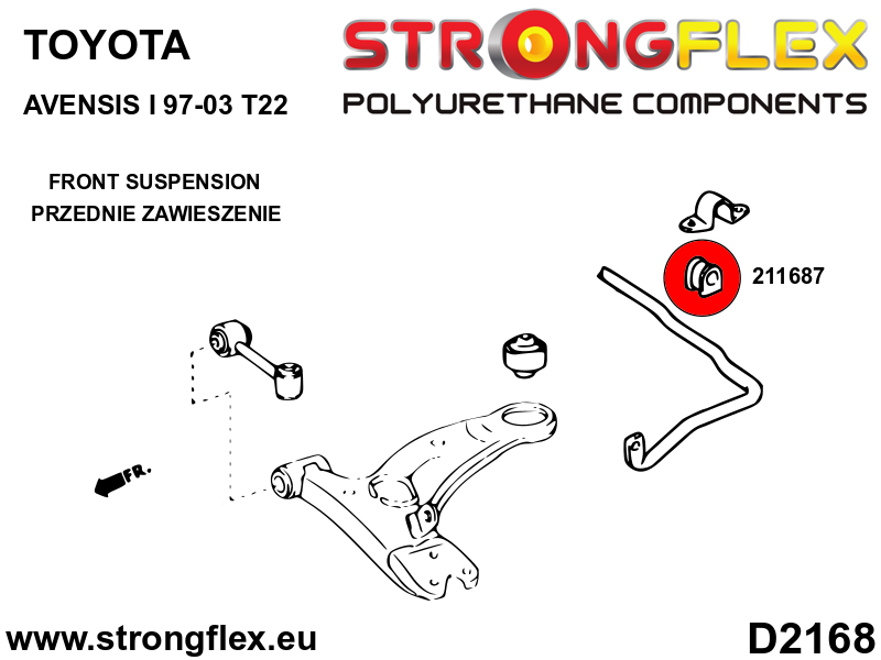 Schema montaj - Bucsa poliuretan Strongflex bara stabilizatoare fata / spate - Toyota MR2 - 211687B