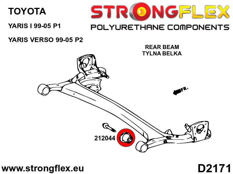 Schema montaj - Kit bucse poliuretan Strongflex suspensie fata si spate - Toyota Yaris, Yaris Verso - 216283B