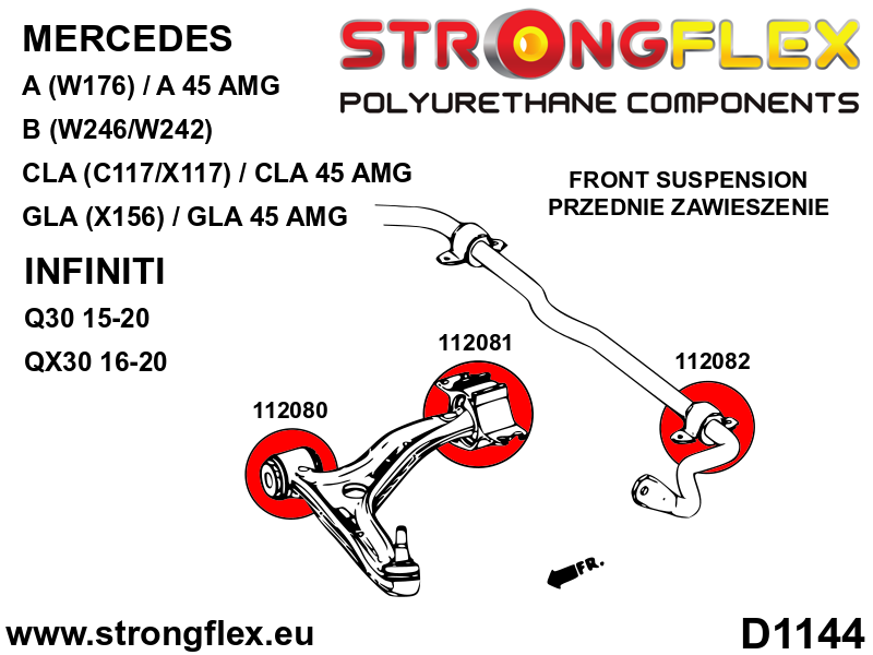 Kit complet bucse poliuretan Strongflex pentru poliuretan suspensie SPORT - Mercedes-Benz A-CLASS, Mercedes-Benz B-CLASS ... - 116291A