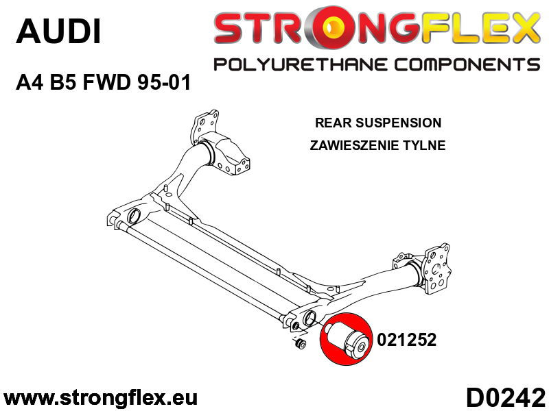 Schema montaj - Kit complet bucse poliuretan Strongflex pentru suspensie - Audi A4 / S4 / RS4 - 026279B