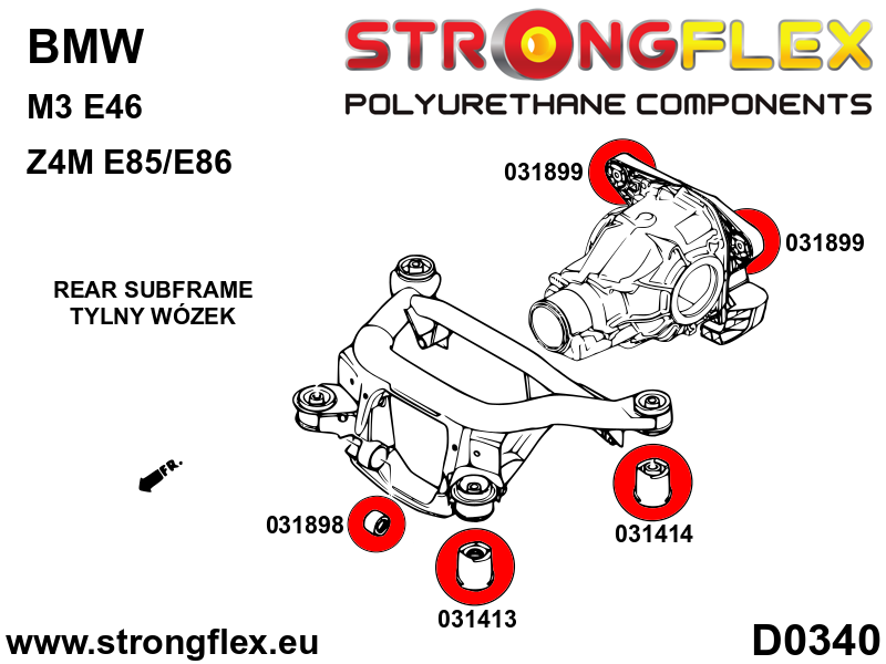 Schema montaj - Bucsa poliuretan Strongflex spate jug spate - BMW Seria 3, Z4 - 031414B