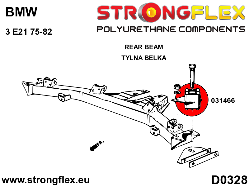 Schema montaj - Bucsa poliuretan Strongflex prindere punte spate SPORT - BMW Seria 3 - 031466A