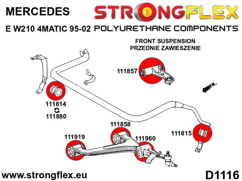 Bucsa poliuretan Strongflex interioara bara stabilizatoare fata SPORT - Mercedes-Benz C-CLASS, Mercedes-Benz E-CLASS ... - 111814A