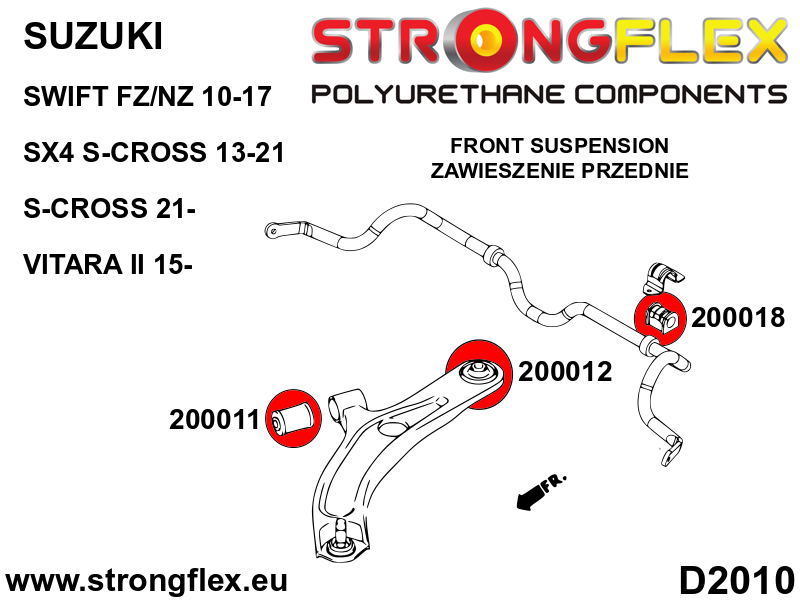 Schema montaj - Bucsa poliuretan Strongflex posterioara brat suspensie fata SPORT - Suzuki Vitara - 200012A