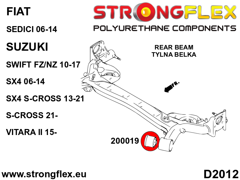 Schema montaj - Kit bucse poliuretan Strongflex suspensie fata si punte spate - Suzuki Vitara - 206169B