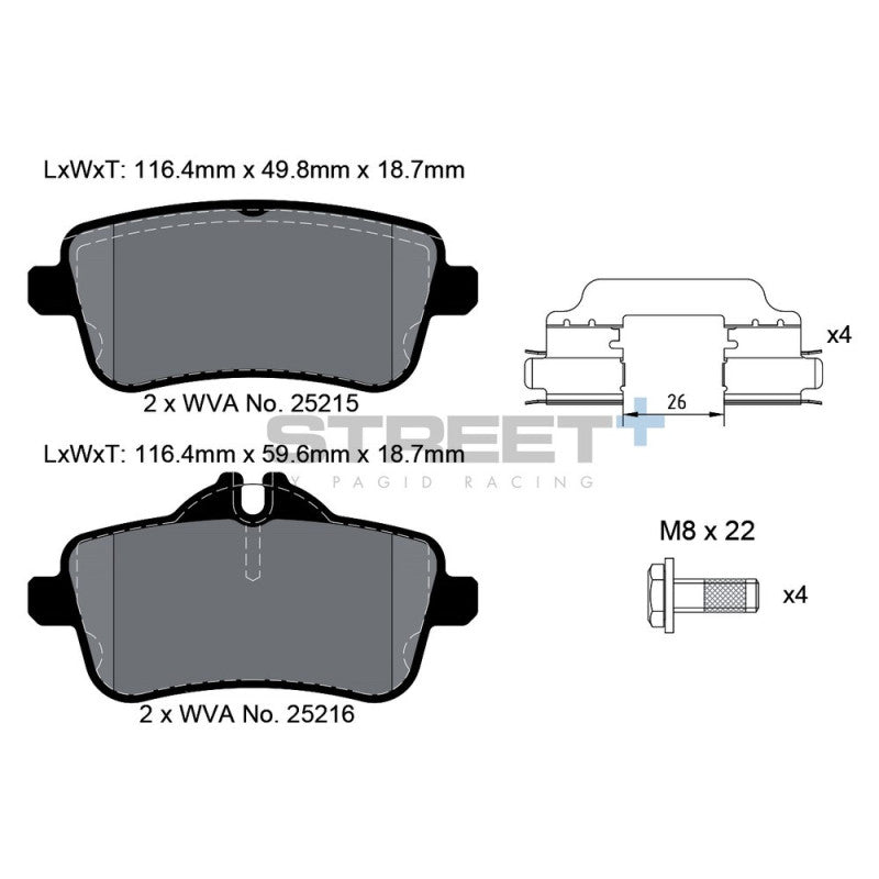 Placute Frana Spate Pagid Street+ T8115 - Mercedes-Benz A-class W176