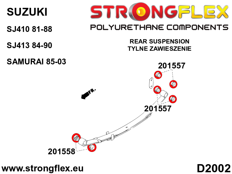 Schema montaj - Bucsa poliuretan Strongflex arc SPORT - Suzuki Samurai / SJ410 / SJ413 - 201558A
