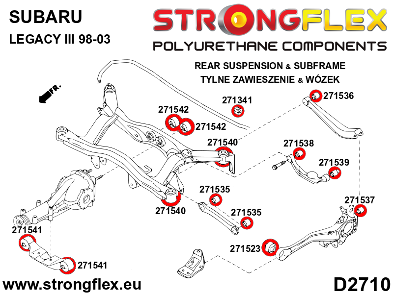 Schema montaj - Bucsa poliuretan Strongflex bara stabilizatoare fata / spate SPORT - Subaru Forester, Impreza, Legacy/Outback - 271341A