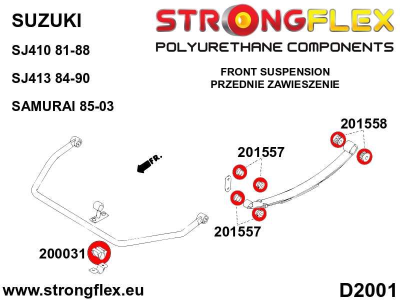Schema montaj - Bucsa poliuretan Strongflex arc SPORT - Suzuki Samurai / SJ410 / SJ413 - 201558A