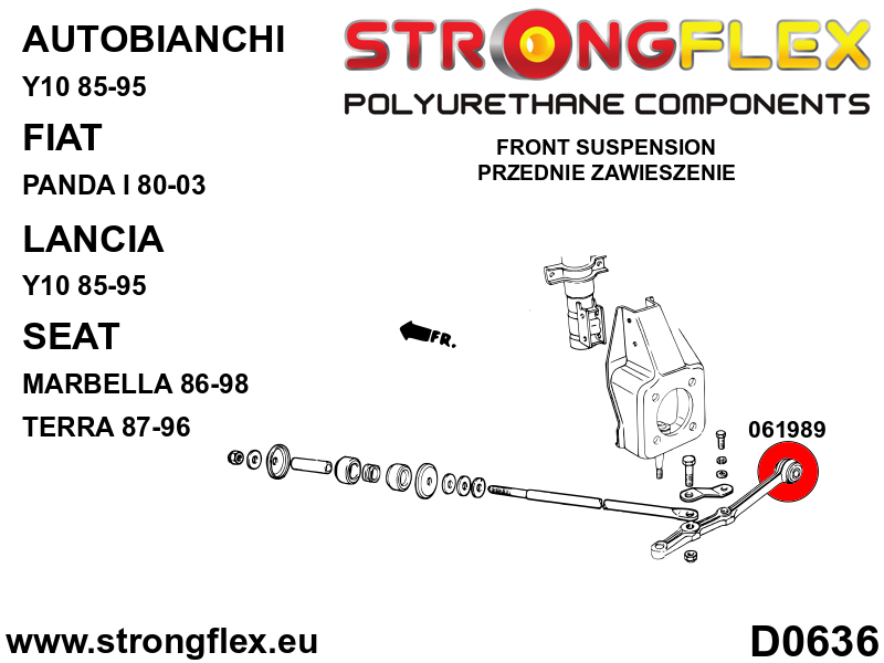 Schema montaj - Bucsa poliuretan Strongflex interioara brat suspensie fata SPORT - Fiat Panda - 061989A