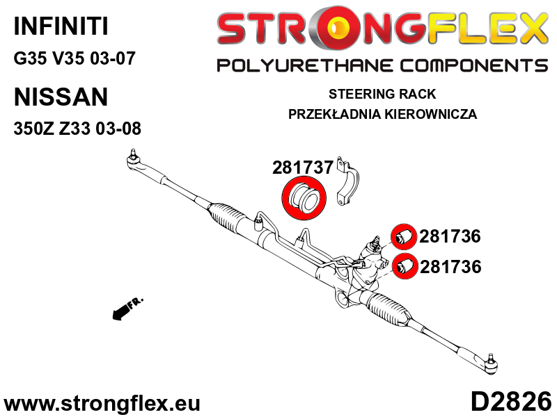 Schema montaj - Kit complet bucse poliuretan Strongflex pentru suspensie SPORT - Nissan 350Z - 286199A