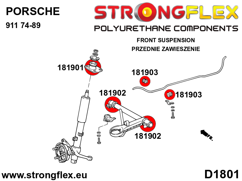 Schema montaj - Bucsa poliuretan Strongflex brat inferior fata SPORT - Porsche 911, 914 - 181902A