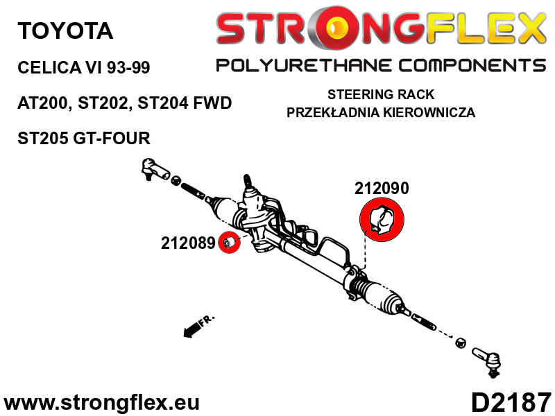 Schema montaj - Kit complet bucse poliuretan Strongflex pentru suspensie - Toyota Celica - 216278B