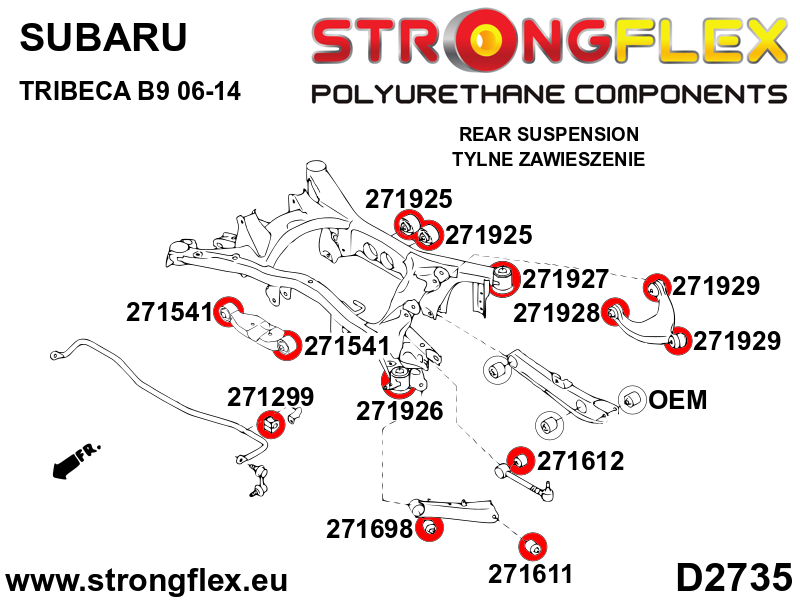 Schema montaj - Bucsa poliuretan Strongflex frontala brat longitudinal spate SPORT - 271698A