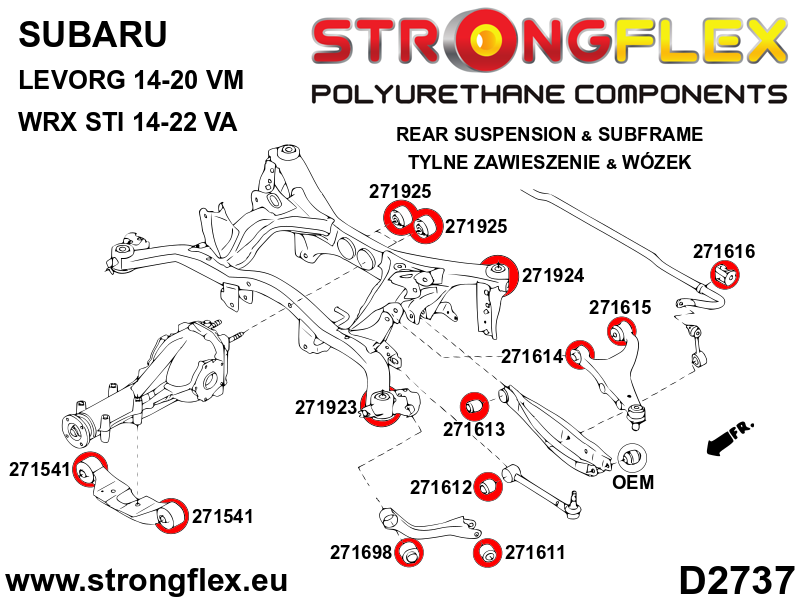 Schema montaj - Bucsa poliuretan Strongflex posterioara brat superior spate - 271615B