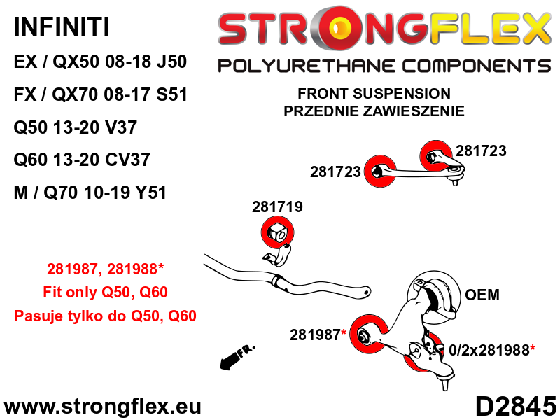 Schema montaj - Bucsa poliuretan Strongflex brat superior fata - Nissan 350Z, 370Z - 281723B