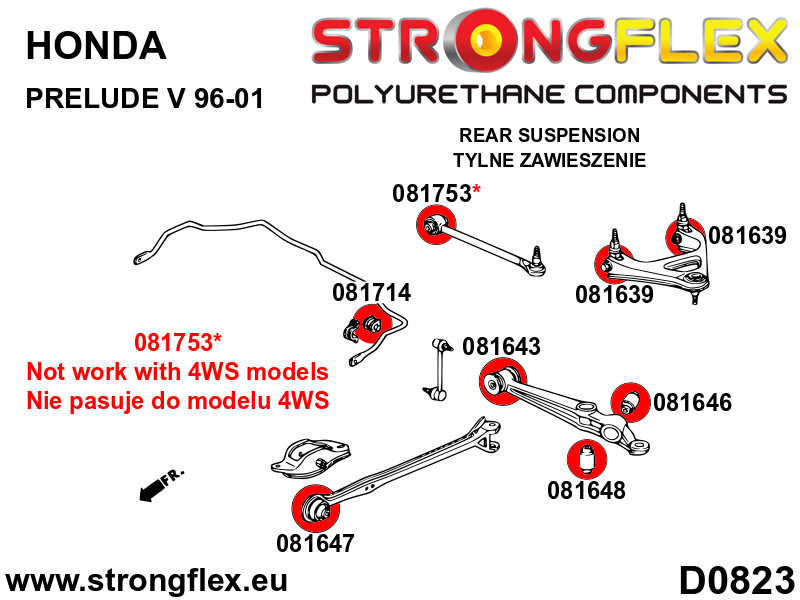 Schema montaj - Bucsa poliuretan Strongflex brat superior - Honda Prelude - 081639B