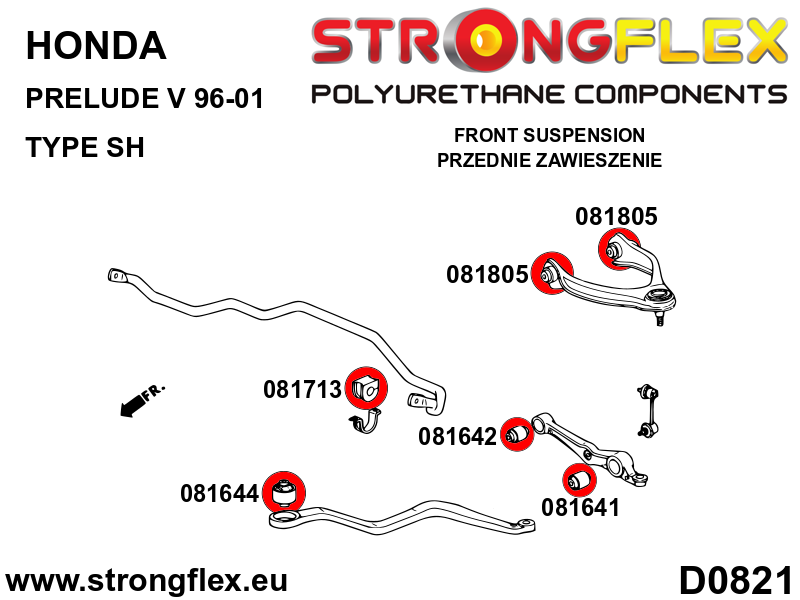Schema montaj - Kit complet bucse poliuretan Strongflex pentru suspensie SPORT - Honda Prelude - 086206A