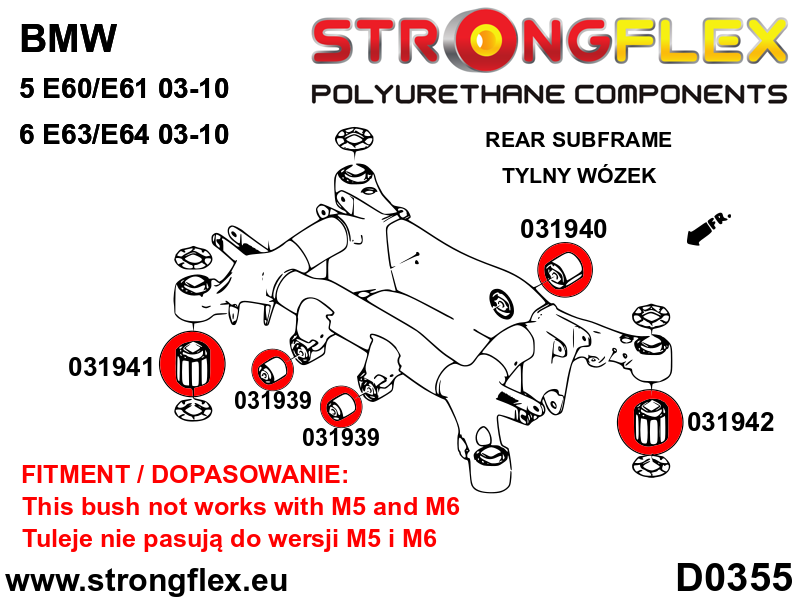 Schema montaj - Kit complet bucse poliuretan Strongflex pentru suspensie SPORT - BMW Seria 5 - 036249A