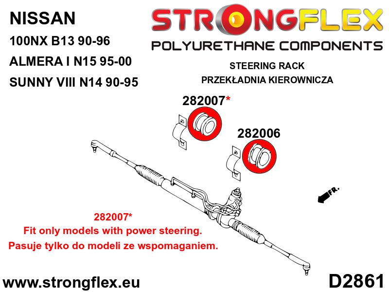 Schema montaj - Kit complet bucse poliuretan Strongflex pentru suspensie - Nissan Sunny / Pulsar / Sentra / Sabre - 286101B