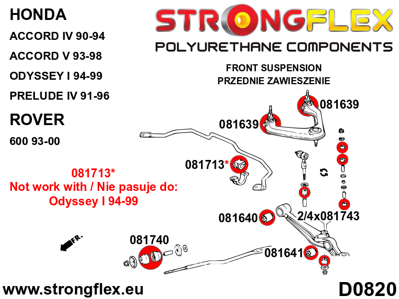 Schema montaj - Bucsa poliuretan Strongflex brat superior - Honda Prelude - 081639B