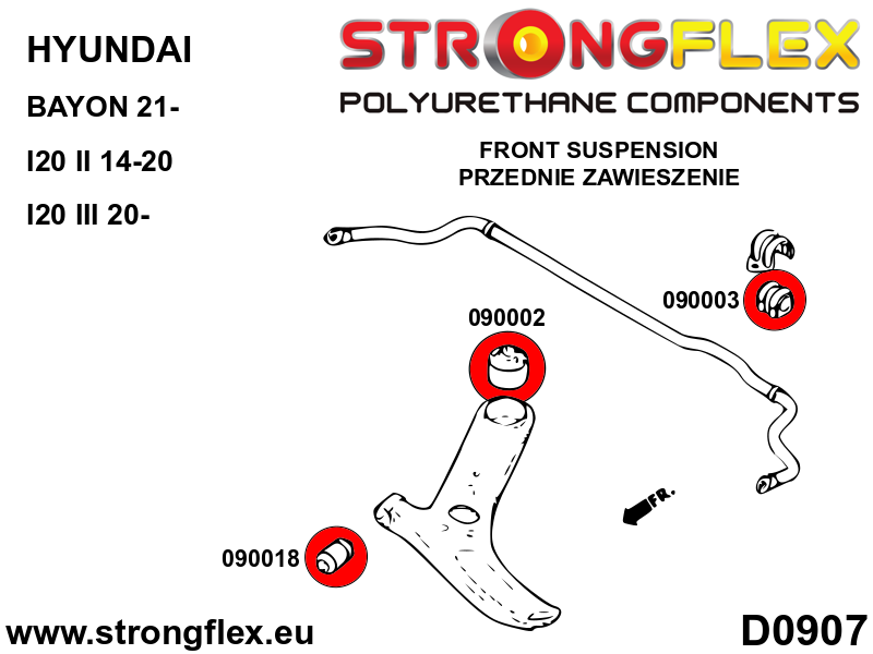 Schema montaj - Bucsa poliuretan Strongflex posterioara brat suspensie fata SPORT - Hyundai Bayon BC3 - 090002A