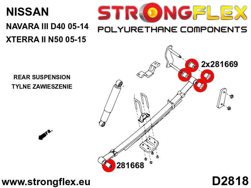 Schema montaj - Kit complet suspensie poliuretan Strongflex fata si spate SPORT - Nissan Navara - 286237A