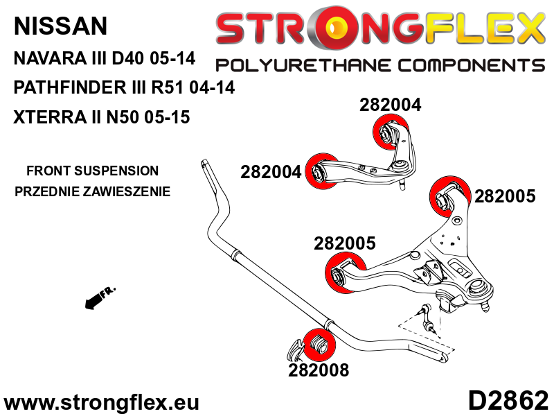 Schema montaj - Kit complet suspensie poliuretan Strongflex fata si spate SPORT - Nissan Navara - 286237A