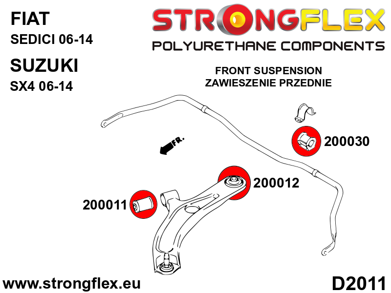 Schema montaj - Bucsa poliuretan Strongflex posterioara brat suspensie fata - Suzuki Vitara - 200012B