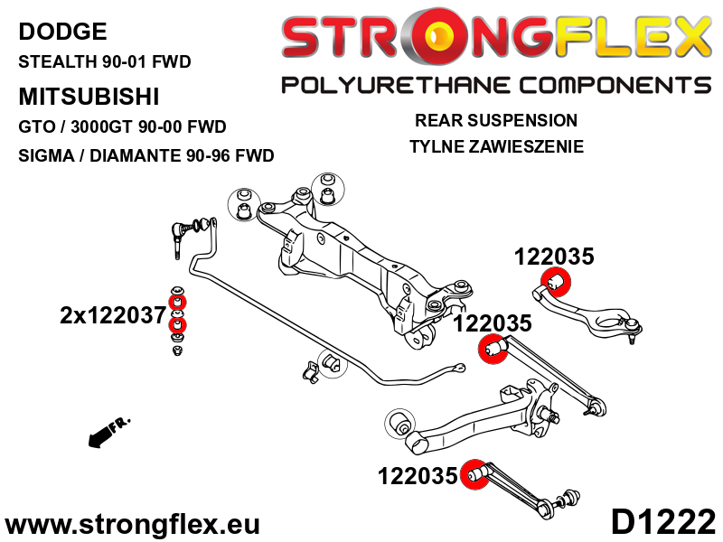 Schema montaj - Bucsa poliuretan Strongflex bieleta antiruliu spate SPORT - Mitsubishi GTO / 3000GT - 122037A