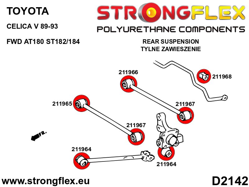 Schema montaj - Bucsa poliuretan Strongflex bara stabilizatoare spate SPORT - Toyota Celica - 211968A