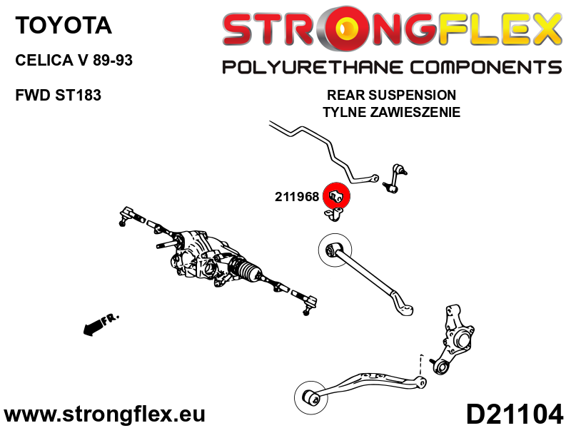 Schema montaj - Bucsa poliuretan Strongflex bara stabilizatoare spate - Toyota Celica - 211968B