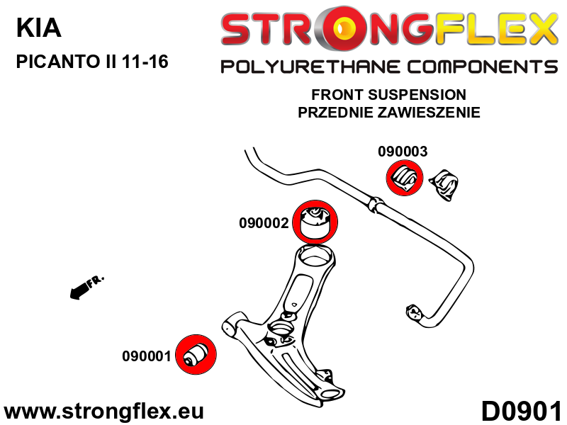 Schema montaj - Bucsa poliuretan Strongflex posterioara brat suspensie fata SPORT - Hyundai Bayon BC3 - 090002A